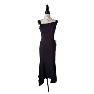 Xscape Black Sleeveless Long‎ Gown Formal Dress Asymmetrical Neckline Size 16